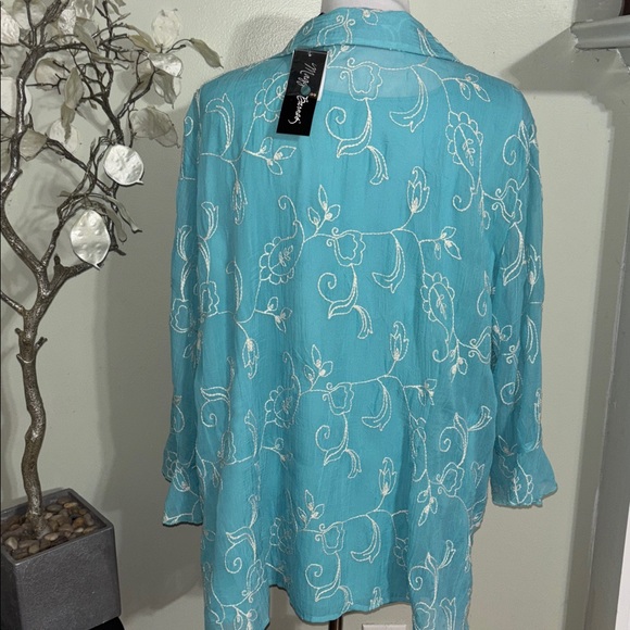 Maggie Barnes Teal Embroidered Blouse - Picture 7 of 8